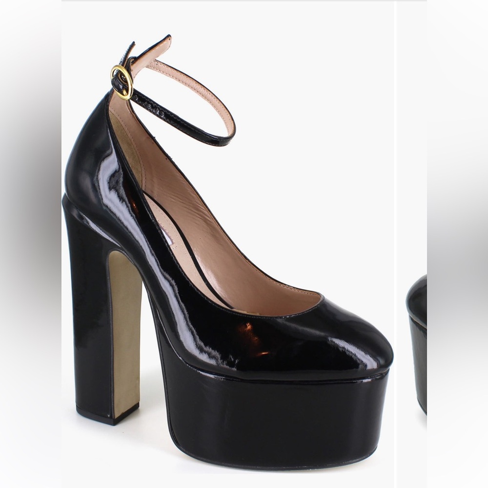 Black Platform Patent Leather Women's Heels